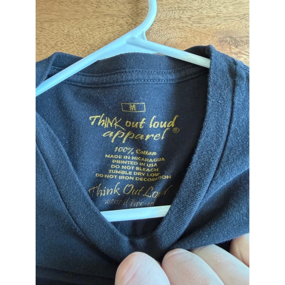 Think Out Loud Apparel Vtg Mens Acoustic Guitar Graphic T-Shirt Navy Blue Size M - Picture 3 of 4